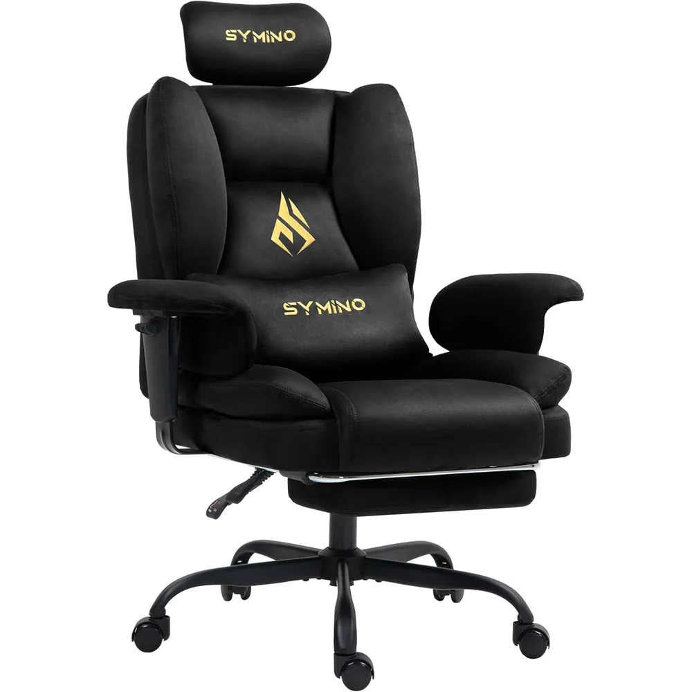 Gaming Chair with Footrest in Black