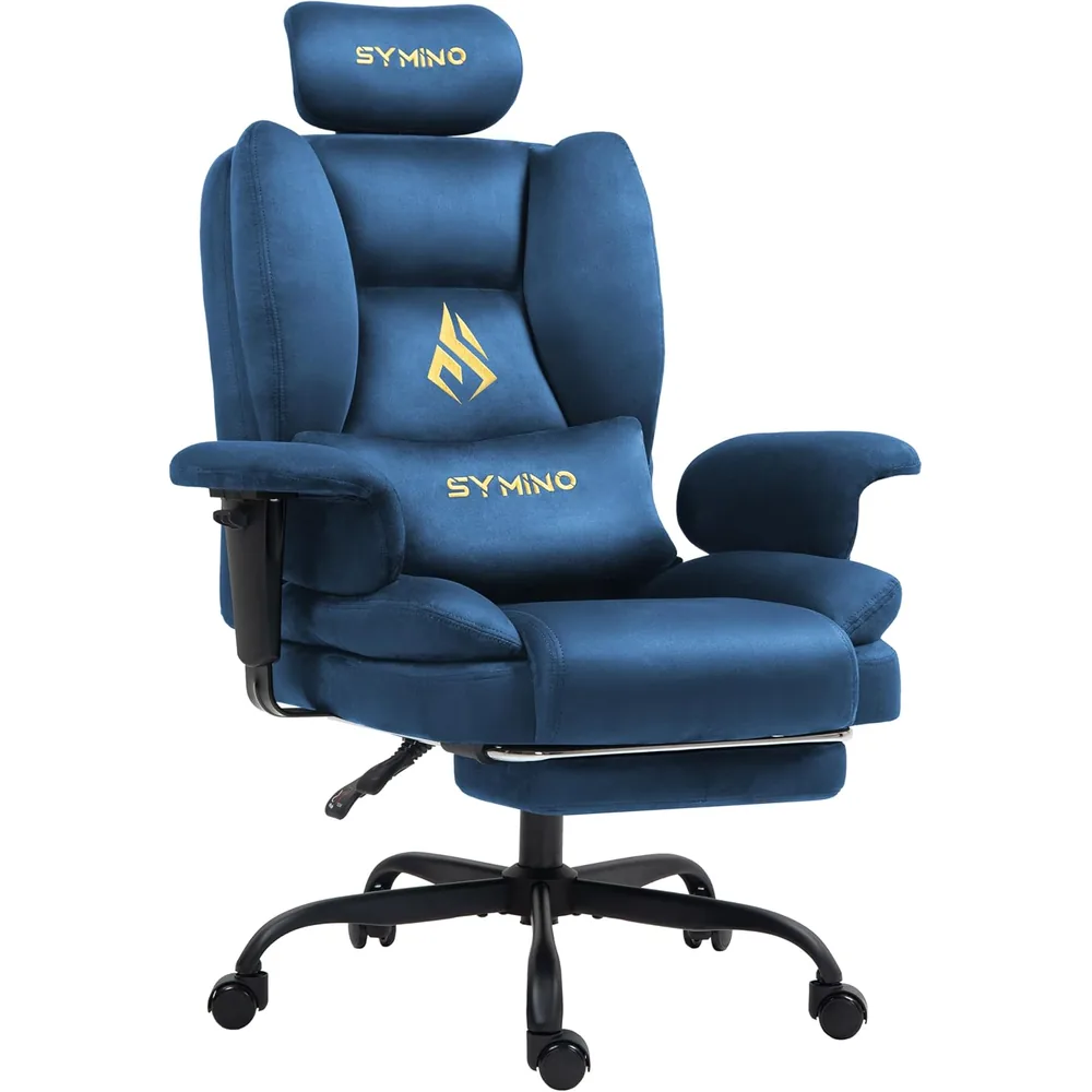 Gaming Chair with Footrest in Blue