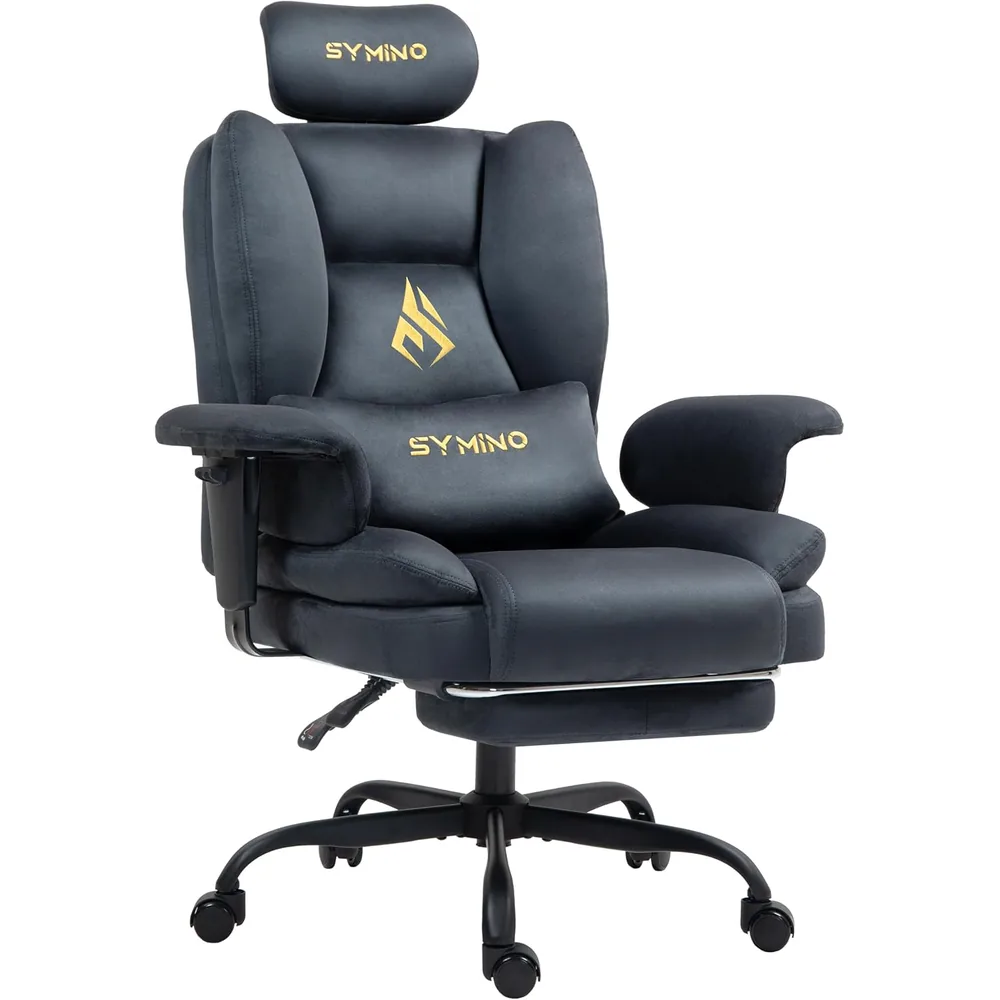 Gaming Chair with Footrest in Charcoal Grey